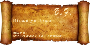 Biswanger Fedor névjegykártya
